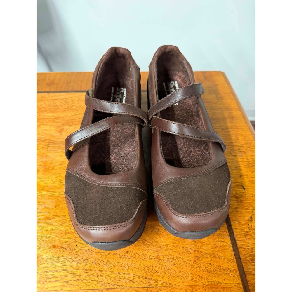 Skechers Womens 9.5 Brown Shape-ups Mary Jane Rocker Bottom Leather SN 24866